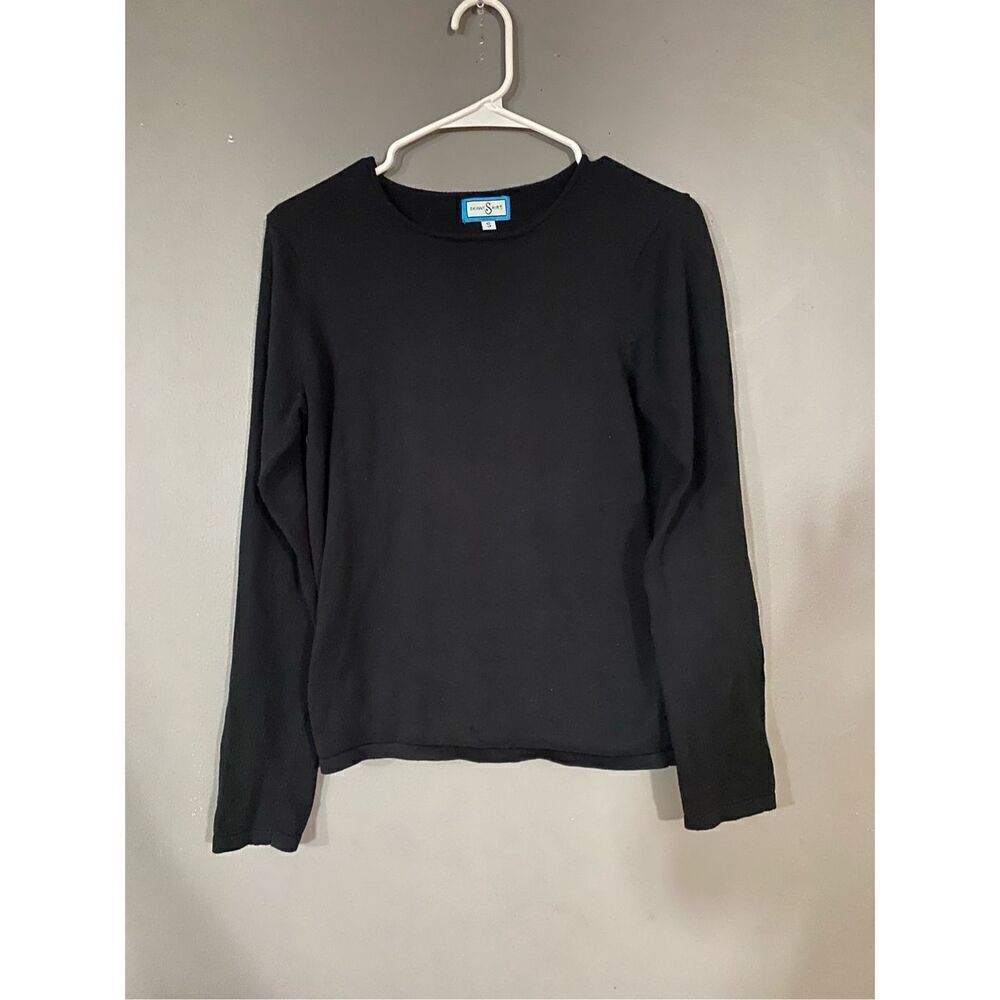 Boutique Black Scoop Neck Sweater With Star Elbows Small